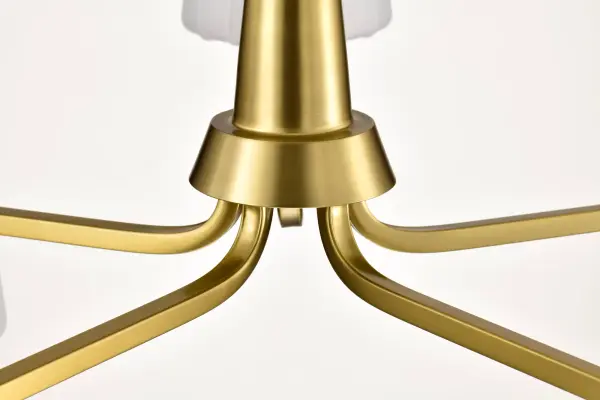 Lune 5-Light Chandelier in Vintage Brass with Etched White Glass - Image 13