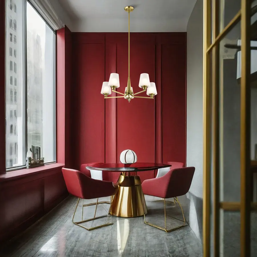 Lune 5-Light Chandelier in Vintage Brass with Etched White Glass - Image 16