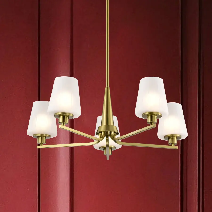 Lune 5-Light Chandelier in Vintage Brass with Etched White Glass - Image 17