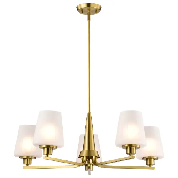 Lune 5-Light Chandelier in Vintage Brass with Etched White Glass - Image 4