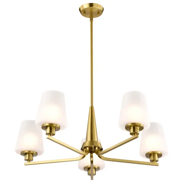 Lune 5-Light Chandelier in Vintage Brass with Etched White Glass - Image 6