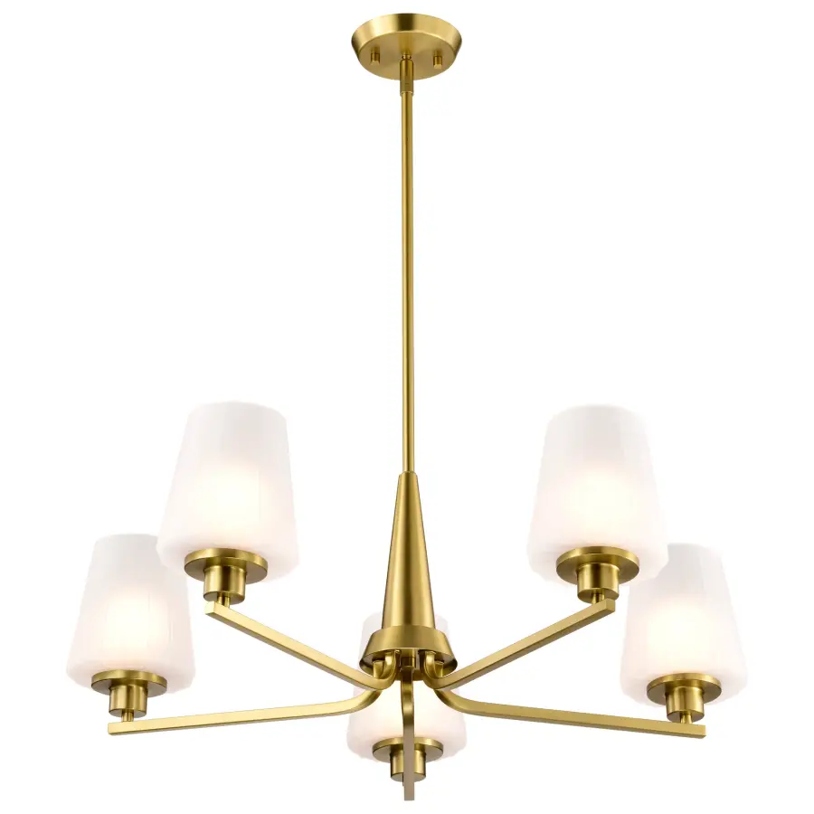 Lune 5-Light Chandelier in Vintage Brass with Etched White Glass - Image 6