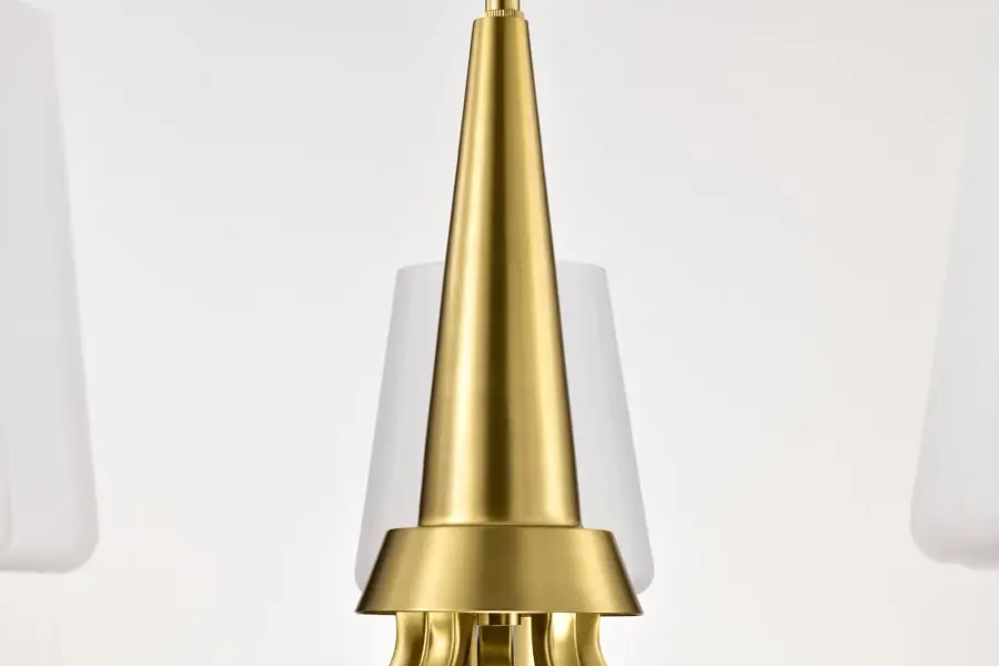 Lune 5-Light Chandelier in Vintage Brass with Etched White Glass - Image 7
