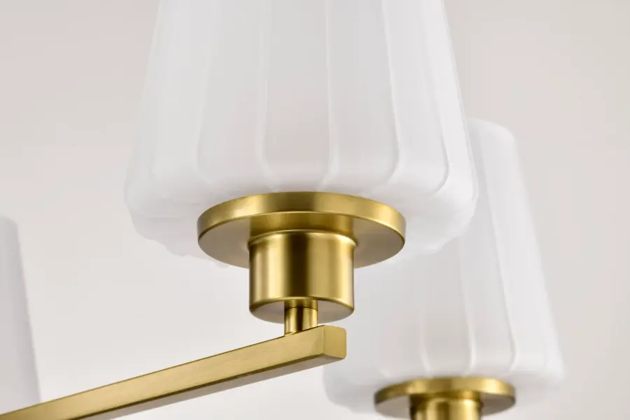 Lune 5-Light Chandelier in Vintage Brass with Etched White Glass - Image 8