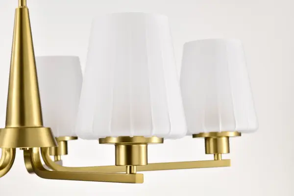 Lune 5-Light Chandelier in Vintage Brass with Etched White Glass - Image 9