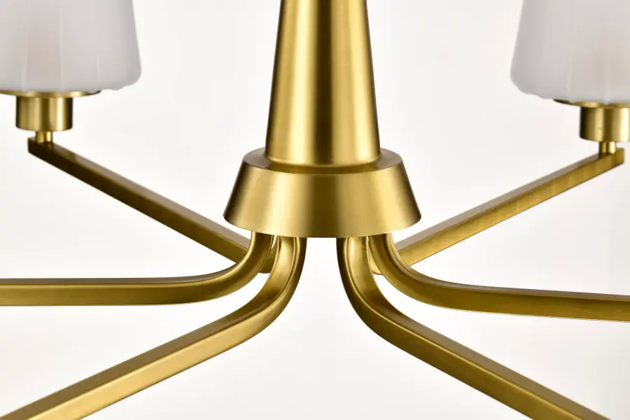 Lune 6-Light Chandelier in Vintage Brass with Etched White Glass - Image 11