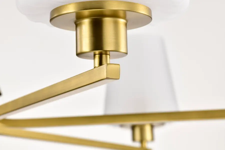 Lune 6-Light Chandelier in Vintage Brass with Etched White Glass - Image 13