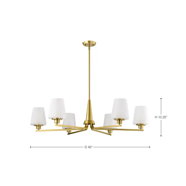 Lune 6-Light Chandelier in Vintage Brass with Etched White Glass - Image 14