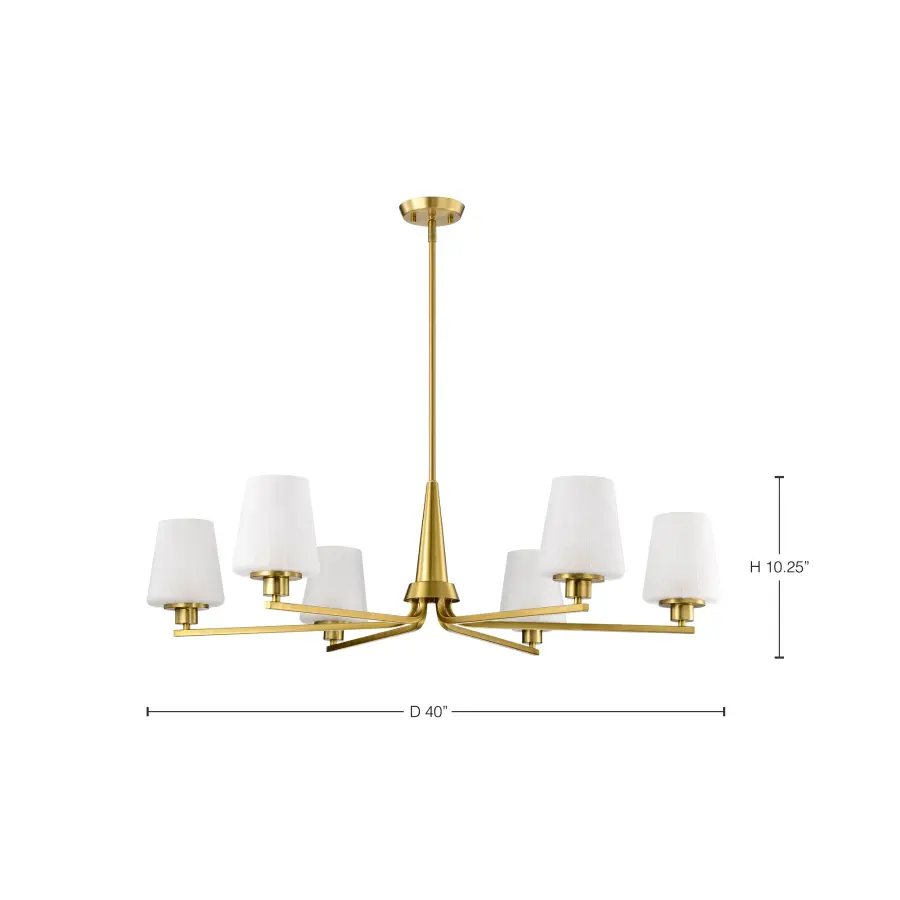 Lune 6-Light Chandelier in Vintage Brass with Etched White Glass - Image 14