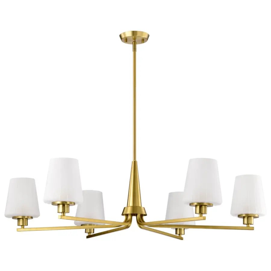 Lune 6-Light Chandelier in Vintage Brass with Etched White Glass - Image 5