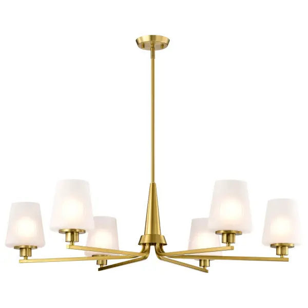 Lune 6-Light Chandelier in Vintage Brass with Etched White Glass - Image 6