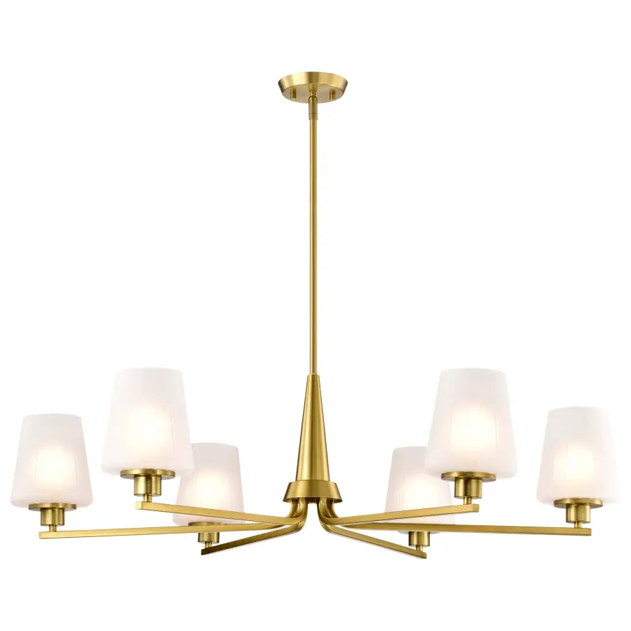 Lune 6-Light Chandelier in Vintage Brass with Etched White Glass - Image 6