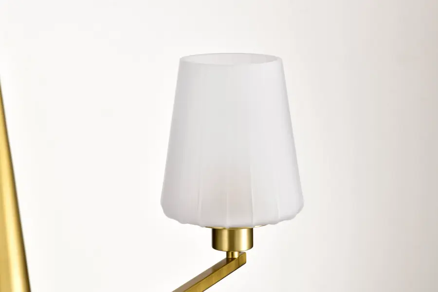 Lune 6-Light Chandelier in Vintage Brass with Etched White Glass - Image 7