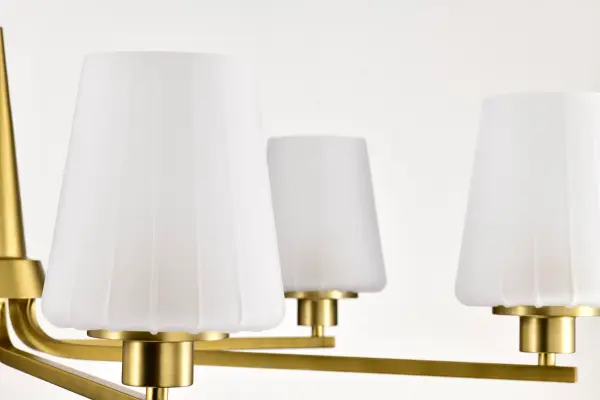 Lune 6-Light Chandelier in Vintage Brass with Etched White Glass - Image 8