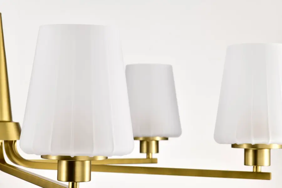 Lune 6-Light Chandelier in Vintage Brass with Etched White Glass - Image 8