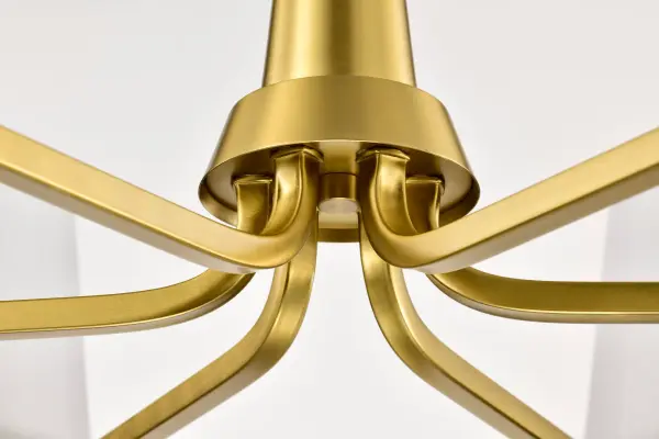 Lune 6-Light Chandelier in Vintage Brass with Etched White Glass - Image 9