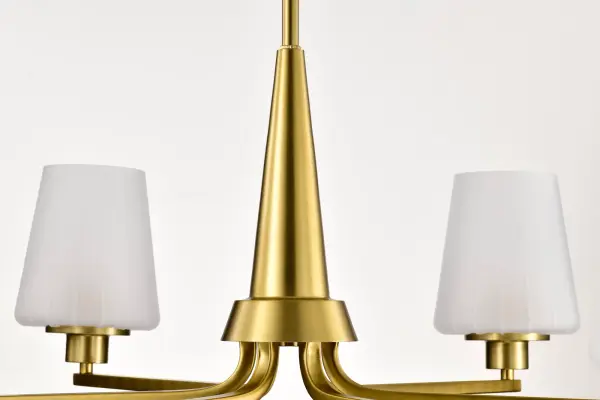 Lune 6-Light Chandelier in Vintage Brass with Etched White Glass - Image 10