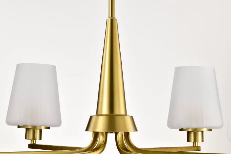 Lune 6-Light Chandelier in Vintage Brass with Etched White Glass - Image 10
