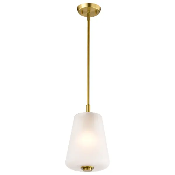 Lune Mini Pendant in Vintage Brass with Etched White Glass - Image 2