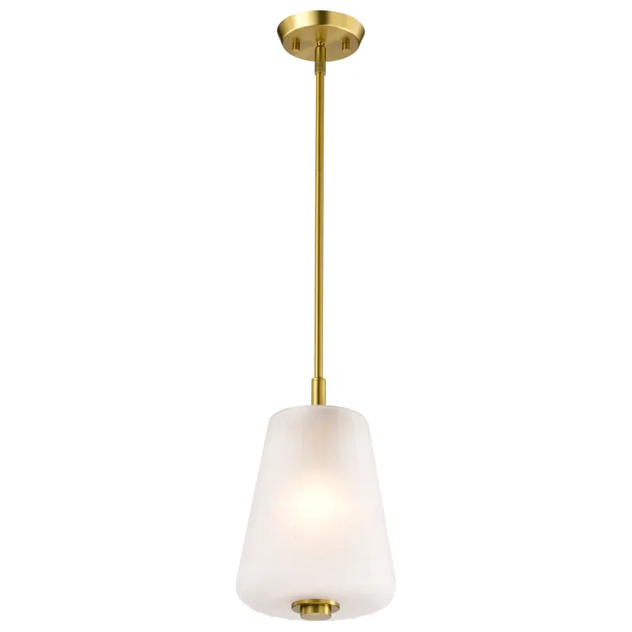 Lune Mini Pendant in Vintage Brass with Etched White Glass - Image 2