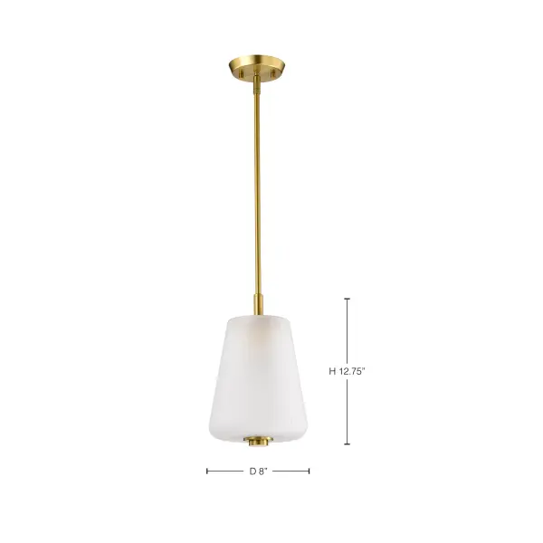 Lune Mini Pendant in Vintage Brass with Etched White Glass - Image 12