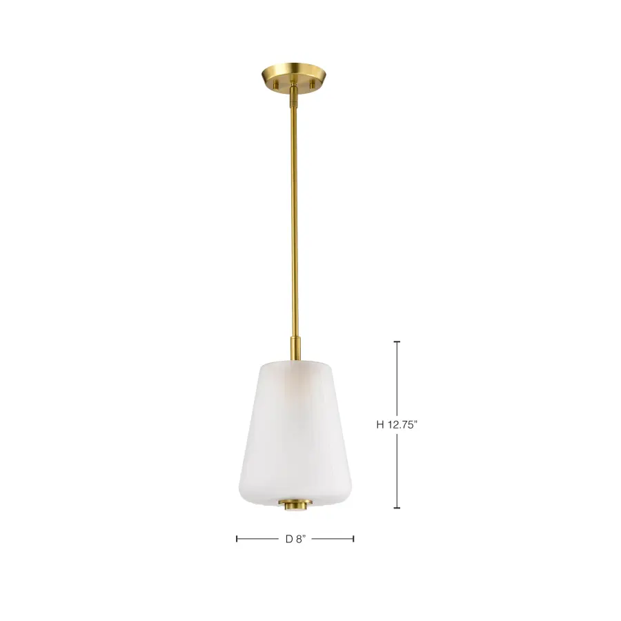 Lune Mini Pendant in Vintage Brass with Etched White Glass - Image 12