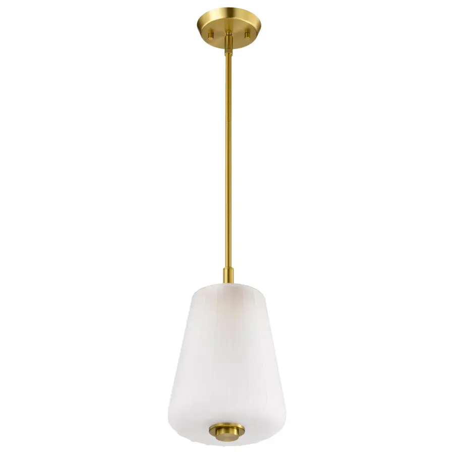 Lune Mini Pendant in Vintage Brass with Etched White Glass - Image 3