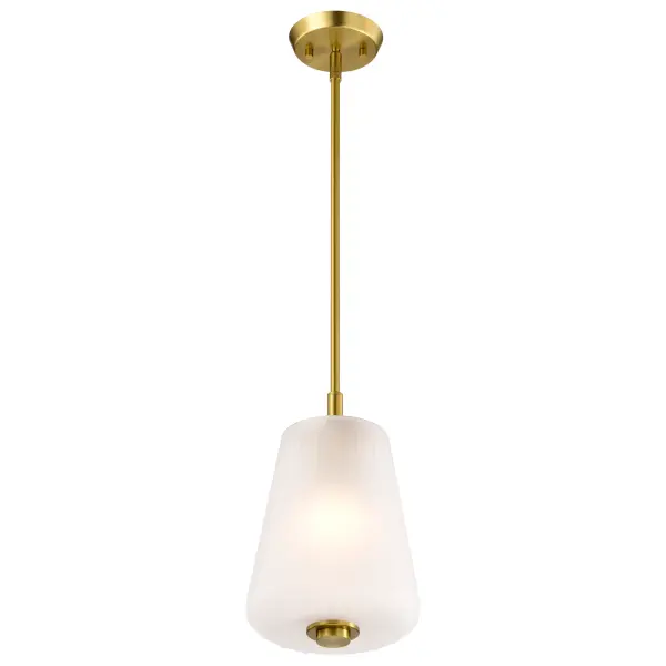 Lune Mini Pendant in Vintage Brass with Etched White Glass - Image 4