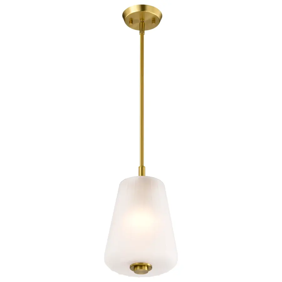 Lune Mini Pendant in Vintage Brass with Etched White Glass - Image 4