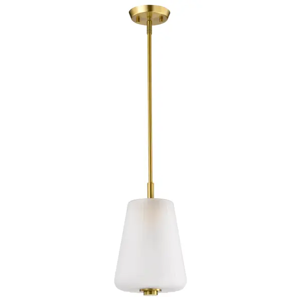 Lune Mini Pendant in Vintage Brass with Etched White Glass - Image 5