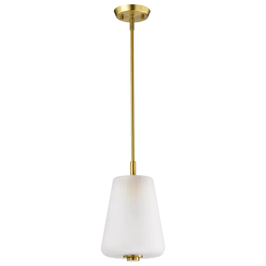 Lune Mini Pendant in Vintage Brass with Etched White Glass - Image 5