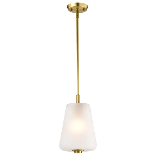 Lune Mini Pendant in Vintage Brass with Etched White Glass - Image 6