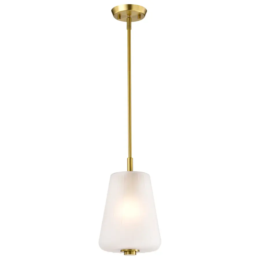 Lune Mini Pendant in Vintage Brass with Etched White Glass - Image 6