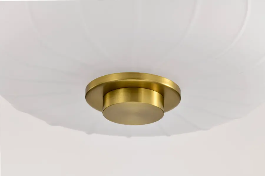 Lune Mini Pendant in Vintage Brass with Etched White Glass - Image 7