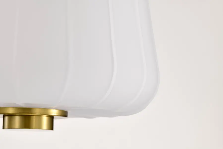 Lune Mini Pendant in Vintage Brass with Etched White Glass - Image 8