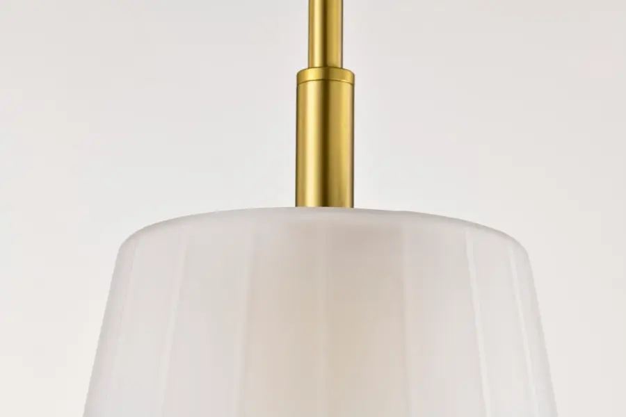 Lune Mini Pendant in Vintage Brass with Etched White Glass - Image 9