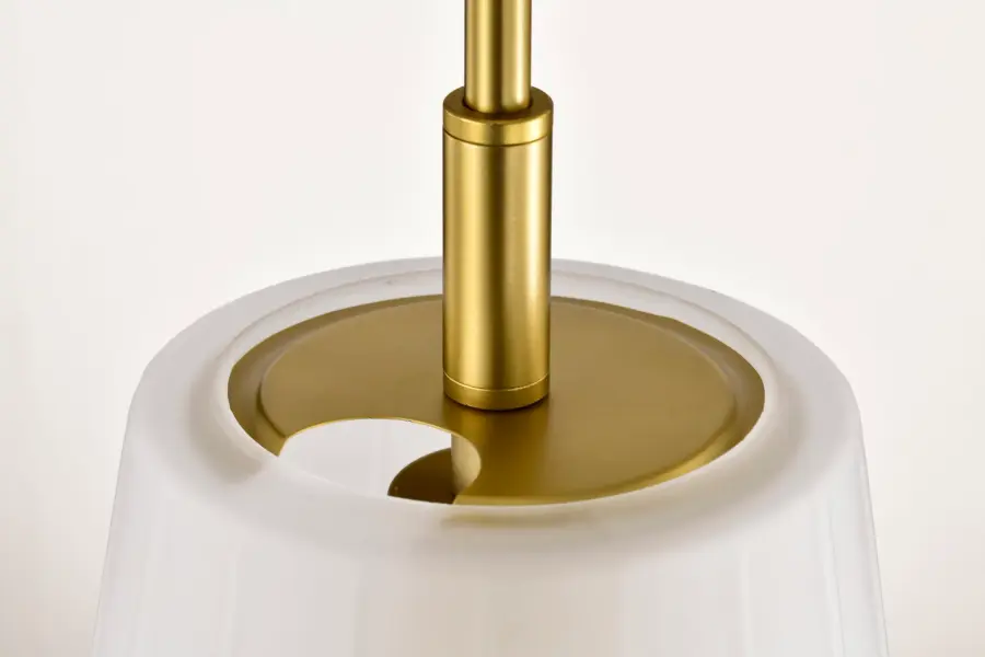 Lune Mini Pendant in Vintage Brass with Etched White Glass - Image 10