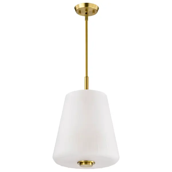 Lune 3-Light Pendant in Vintage Brass with Etched White Glass - Image 1