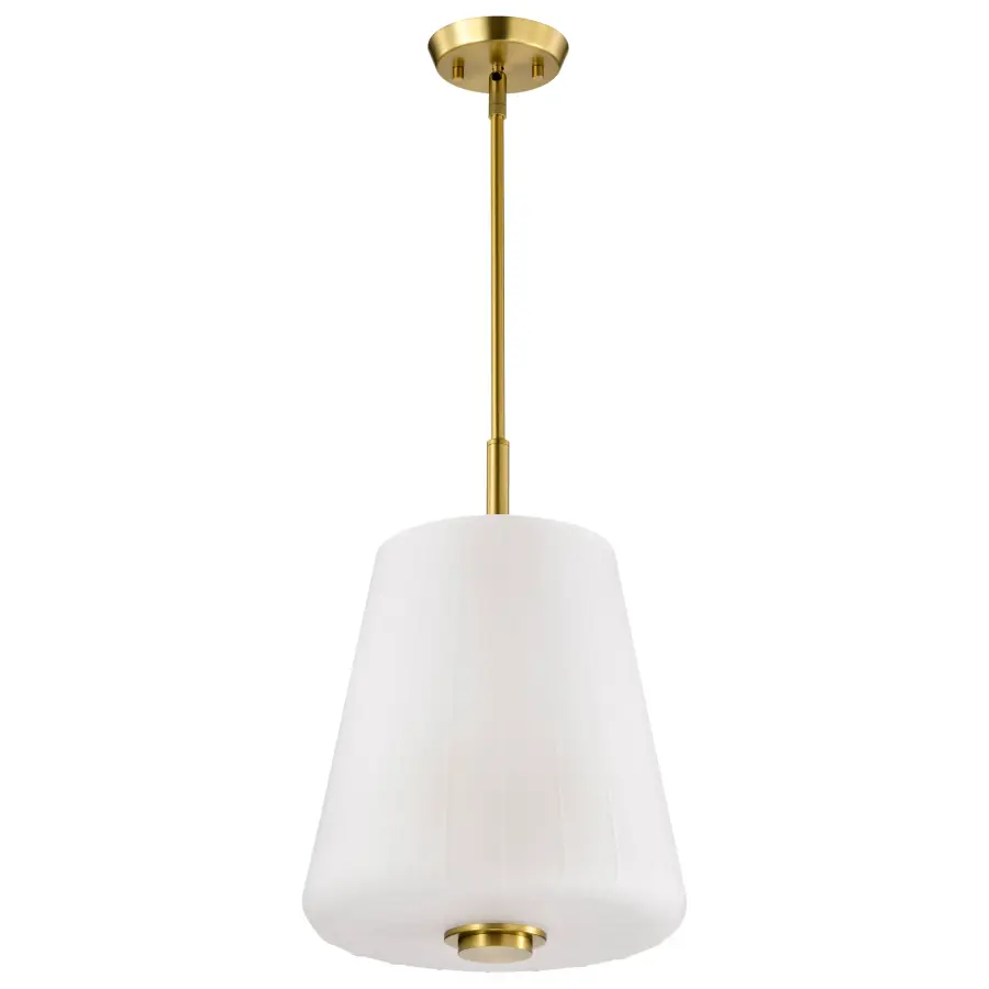 Lune 3-Light Pendant in Vintage Brass with Etched White Glass - Image 1