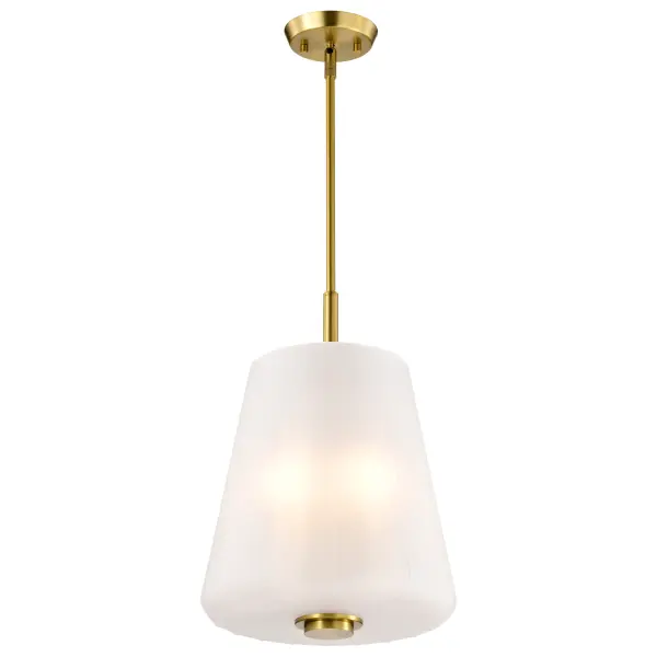Lune 3-Light Pendant in Vintage Brass with Etched White Glass - Image 2