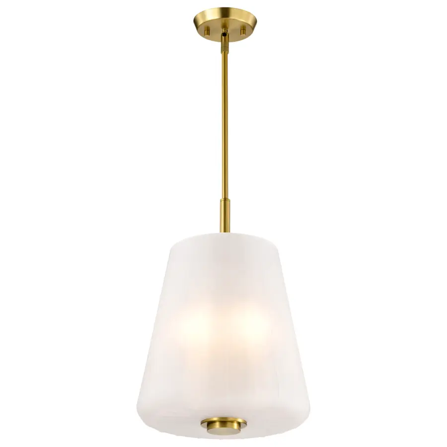 Lune 3-Light Pendant in Vintage Brass with Etched White Glass - Image 2