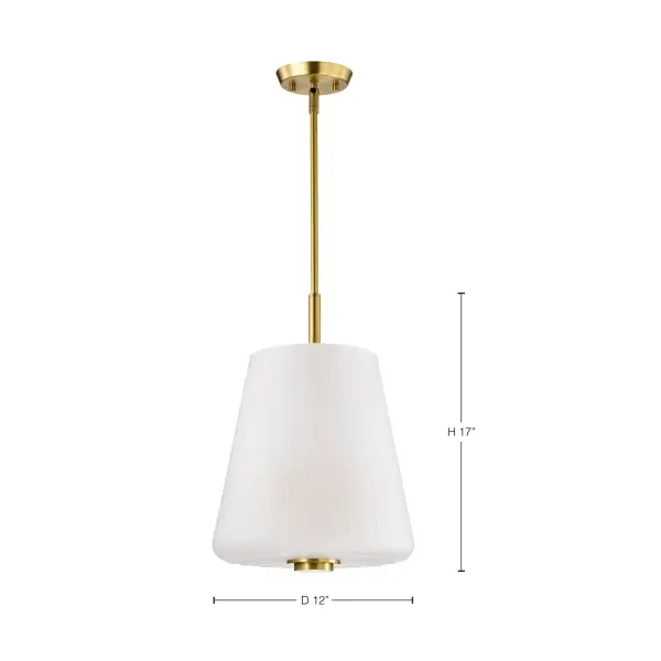 Lune 3-Light Pendant in Vintage Brass with Etched White Glass - Image 13