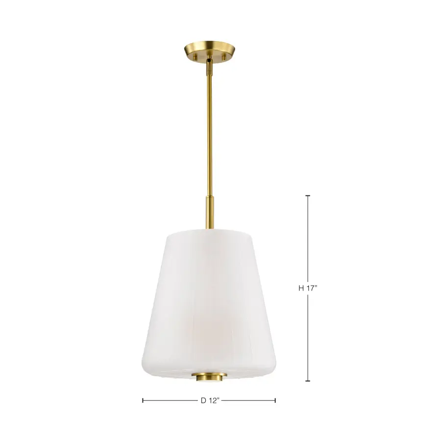 Lune 3-Light Pendant in Vintage Brass with Etched White Glass - Image 13