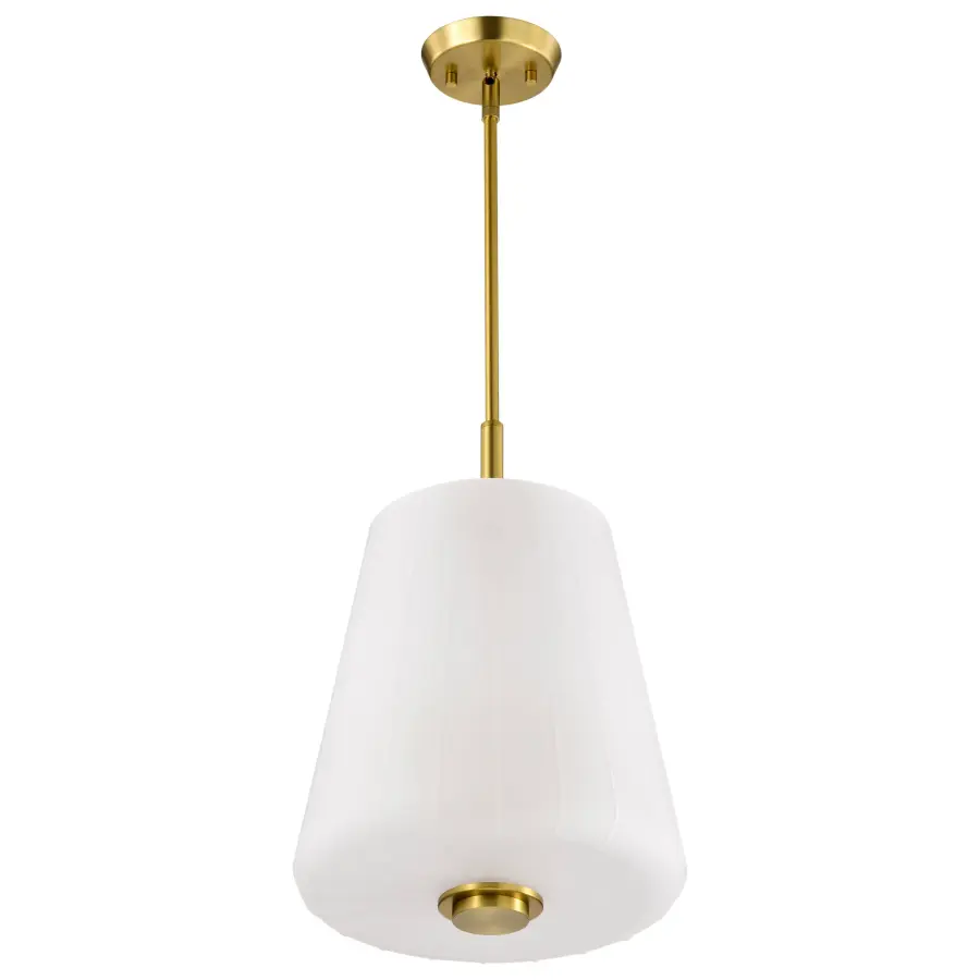Lune 3-Light Pendant in Vintage Brass with Etched White Glass - Image 3