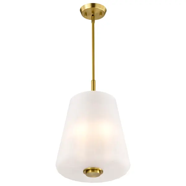 Lune 3-Light Pendant in Vintage Brass with Etched White Glass - Image 4