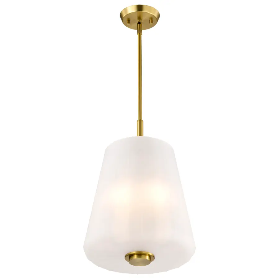 Lune 3-Light Pendant in Vintage Brass with Etched White Glass - Image 4