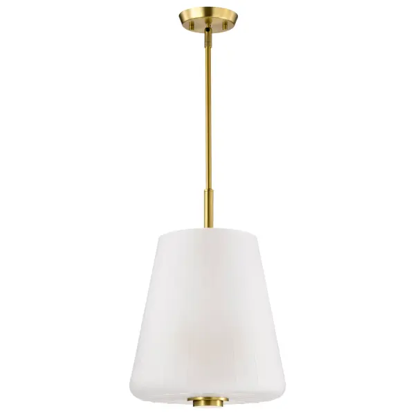 Lune 3-Light Pendant in Vintage Brass with Etched White Glass - Image 5