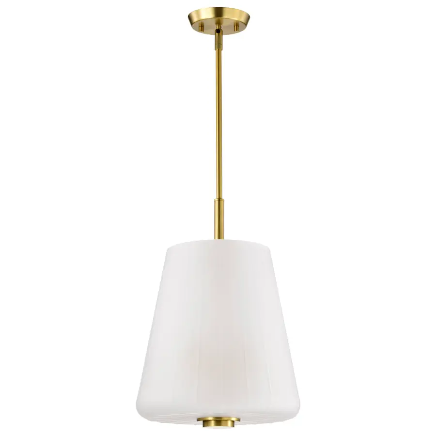 Lune 3-Light Pendant in Vintage Brass with Etched White Glass - Image 5