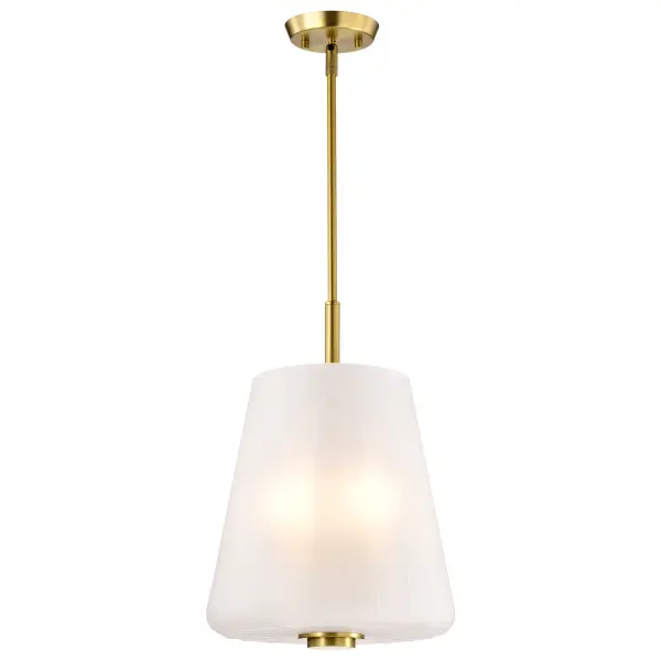 Lune 3-Light Pendant in Vintage Brass with Etched White Glass - Image 6
