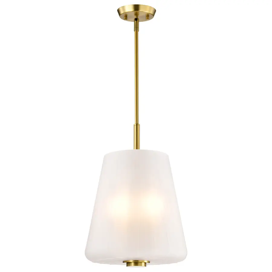 Lune 3-Light Pendant in Vintage Brass with Etched White Glass - Image 6